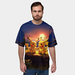 Футболка оверсайз мужская Пикачу - день святого Валентина, цвет: 3D-принт — фото 2