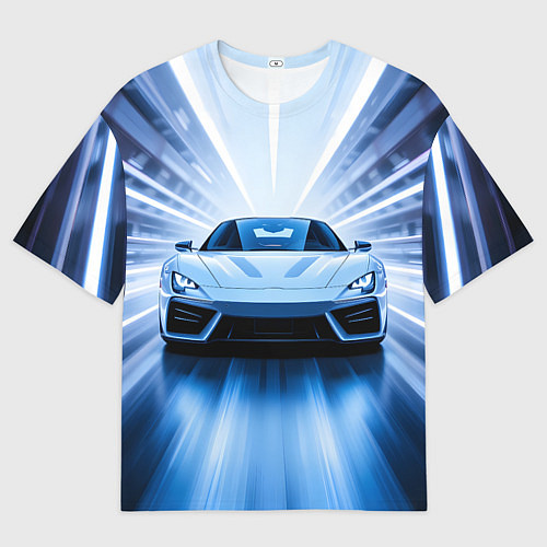 Мужская футболка оверсайз Спорткар на скорости / 3D-принт – фото 1