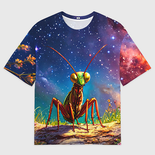 Мужская футболка оверсайз Богомол и звездное небо / 3D-принт – фото 1