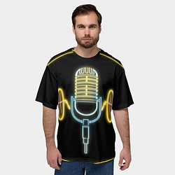 Футболка оверсайз мужская Неоновый микрофон, цвет: 3D-принт — фото 2