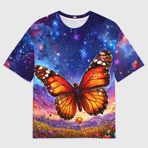Мужская футболка оверсайз Бабочка в космосе / 3D-принт – фото 1
