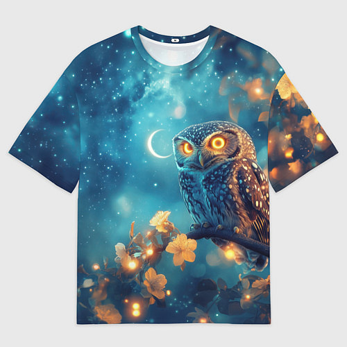Мужская футболка оверсайз Сова на ветке дерева / 3D-принт – фото 1