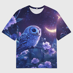 Мужская футболка оверсайз Сова и ночное небо
