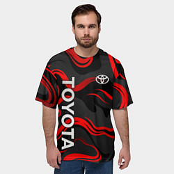Футболка оверсайз мужская Toyota - красные языки пламени, цвет: 3D-принт — фото 2