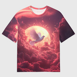 Мужская футболка оверсайз Голубь на фоне луны