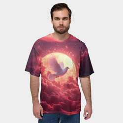 Футболка оверсайз мужская Голубь на фоне луны, цвет: 3D-принт — фото 2