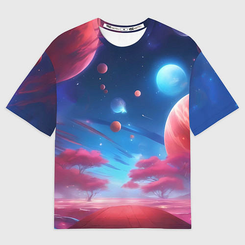 Мужская футболка оверсайз Красный лес / 3D-принт – фото 1