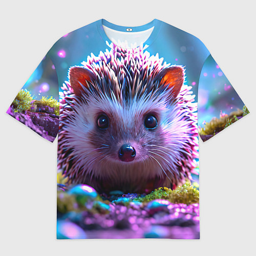 Мужская футболка оверсайз Ёжики в сказаочном лесу / 3D-принт – фото 1