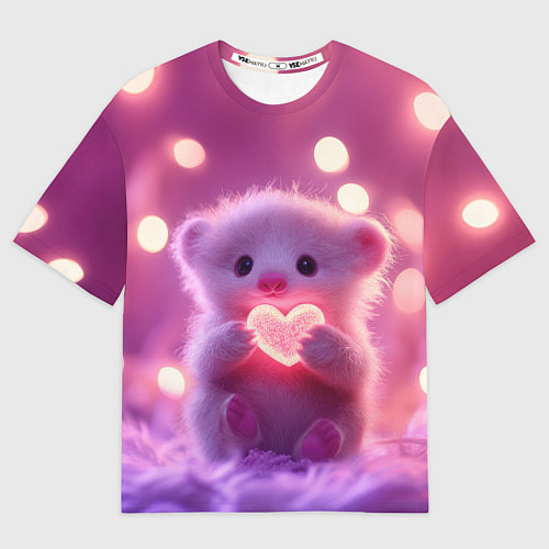 Мужская футболка оверсайз Милый грызун с сердечком / 3D-принт – фото 1