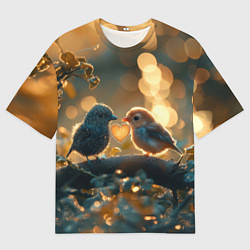 Мужская футболка оверсайз Влюбленные птички