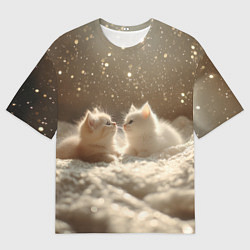 Мужская футболка оверсайз Белые милые котята