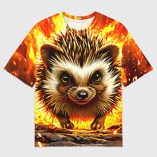 Мужская футболка оверсайз Еж в огне / 3D-принт – фото 1
