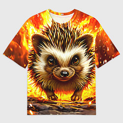 Мужская футболка оверсайз Еж в огне