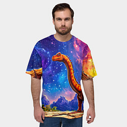 Футболка оверсайз мужская Диплодок звездной ночью, цвет: 3D-принт — фото 2