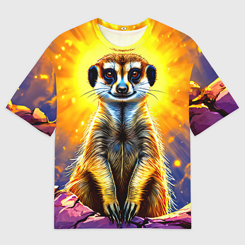 Мужская футболка оверсайз Сурикат в яркиз лучах солнца / 3D-принт – фото 1