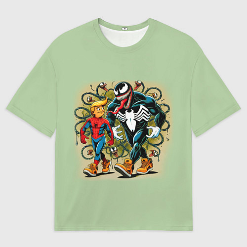 Мужская футболка оверсайз Venom and Spider-Trump - meme / 3D-принт – фото 1