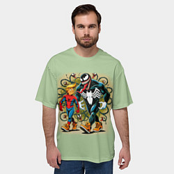 Футболка оверсайз мужская Venom and Spider-Trump - meme, цвет: 3D-принт — фото 2