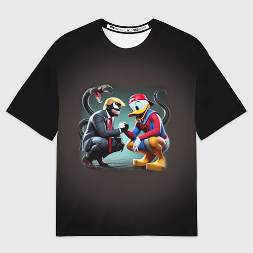 Мужская футболка оверсайз Venom-Trump and Spider-Duck meme / 3D-принт – фото 1
