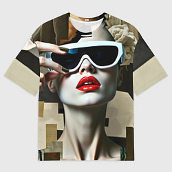 Футболка оверсайз мужская Коллаж с девушкой в очках, цвет: 3D-принт