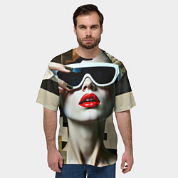 Футболка оверсайз мужская Коллаж с девушкой в очках, цвет: 3D-принт — фото 2