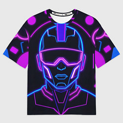 Футболка оверсайз мужская Неоновый кибер силует, цвет: 3D-принт