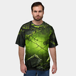 Футболка оверсайз мужская Зеленые разбитые плиты, цвет: 3D-принт — фото 2