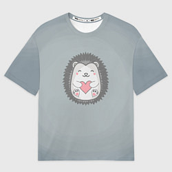 Футболка оверсайз мужская Ёжик с сердечком, цвет: 3D-принт