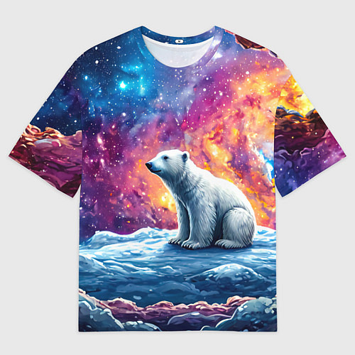 Мужская футболка оверсайз Белый медведь и звездное небо / 3D-принт – фото 1