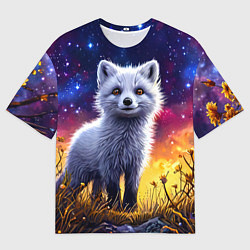 Мужская футболка оверсайз Песец в звездную ночь