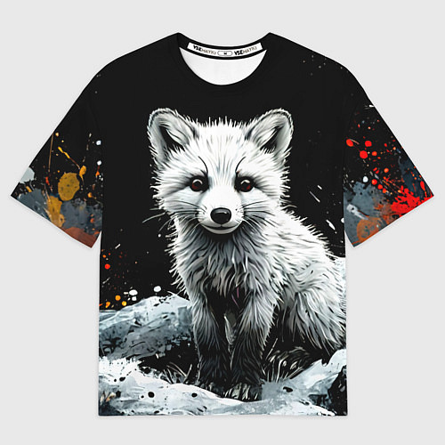 Мужская футболка оверсайз Песец на черном / 3D-принт – фото 1