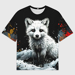 Мужская футболка оверсайз Песец на черном