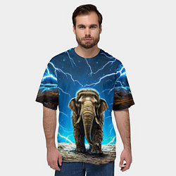 Футболка оверсайз мужская Мамонт и разряды молний, цвет: 3D-принт — фото 2