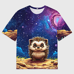 Футболка оверсайз мужская Ежик и звездное небо, цвет: 3D-принт
