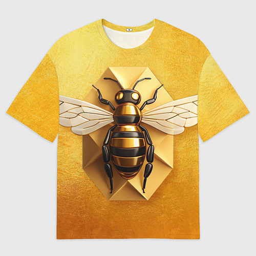 Мужская футболка оверсайз Пчела на золоте / 3D-принт – фото 1