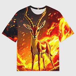 Мужская футболка оверсайз Газель в огне