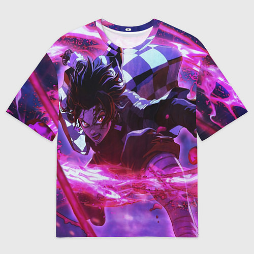 Мужская футболка оверсайз Клинок рассекающий демонов - аниме / 3D-принт – фото 1