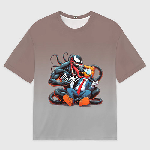 Мужская футболка оверсайз Venom and Duck-Donald - ai art fantasy / 3D-принт – фото 1