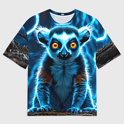 Мужская футболка оверсайз Лемур и удар молнии