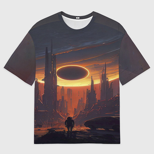 Мужская футболка оверсайз Космос - человек / 3D-принт – фото 1
