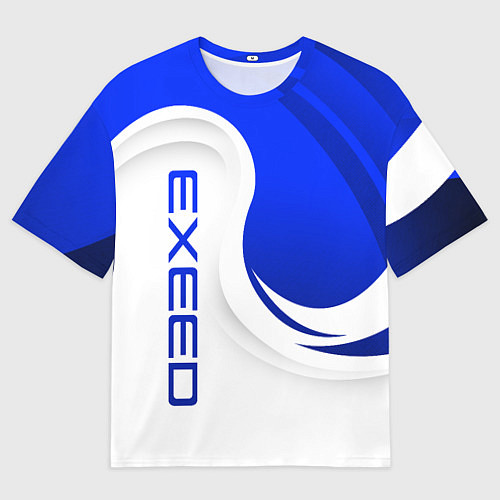 Мужская футболка оверсайз Exeed - синий и белый / 3D-принт – фото 1