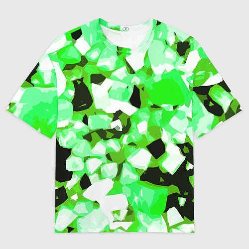 Мужская футболка оверсайз Green and white abstraction on a black background / 3D-принт – фото 1