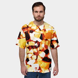 Футболка оверсайз мужская Жёлто-белая абстракция на чёрном фоне, цвет: 3D-принт — фото 2
