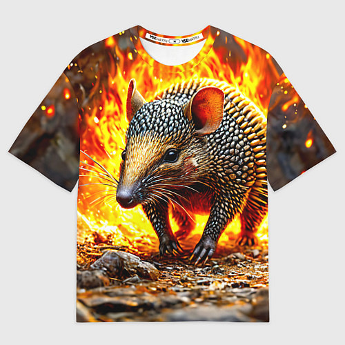 Мужская футболка оверсайз Броненосец в огне / 3D-принт – фото 1