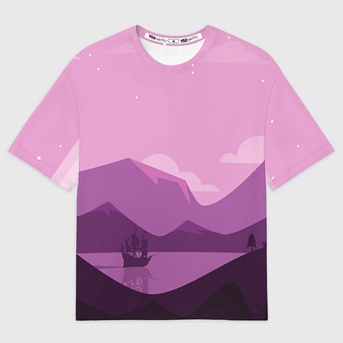 Мужская футболка оверсайз Горное озеро / 3D-принт – фото 1