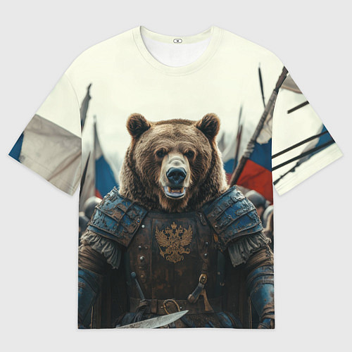 Мужская футболка оверсайз Русский воин медведь / 3D-принт – фото 1