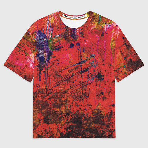 Мужская футболка оверсайз Абстракция - dark red grunge / 3D-принт – фото 1
