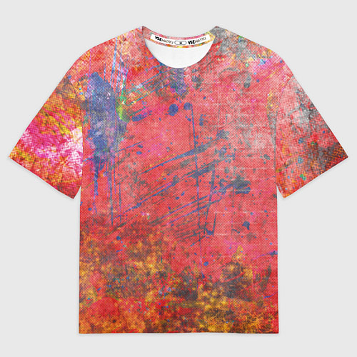 Мужская футболка оверсайз Абстракция - red yellow grunge / 3D-принт – фото 1