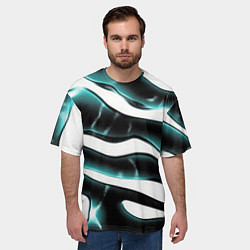 Футболка оверсайз мужская Абстрактный черно-зеленый камуфляж, цвет: 3D-принт — фото 2