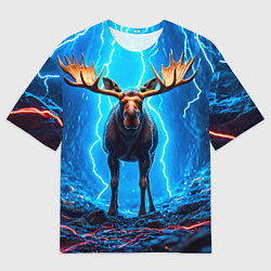 Мужская футболка оверсайз Лось и молния