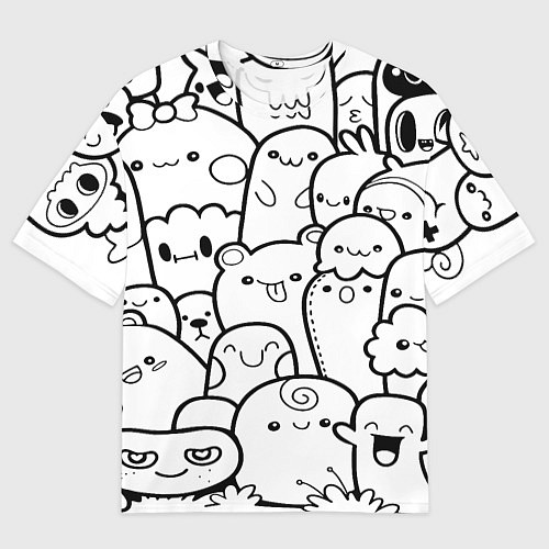 Мужская футболка оверсайз Doodle monsters / 3D-принт – фото 1
